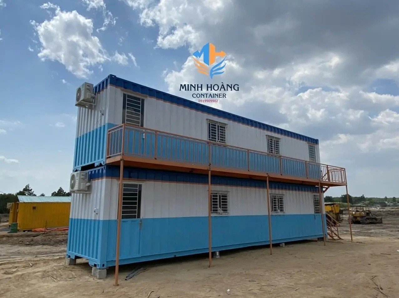 Container Văn Phòng 2x40 Feet 2 Tầng Xanh Dương Trắng